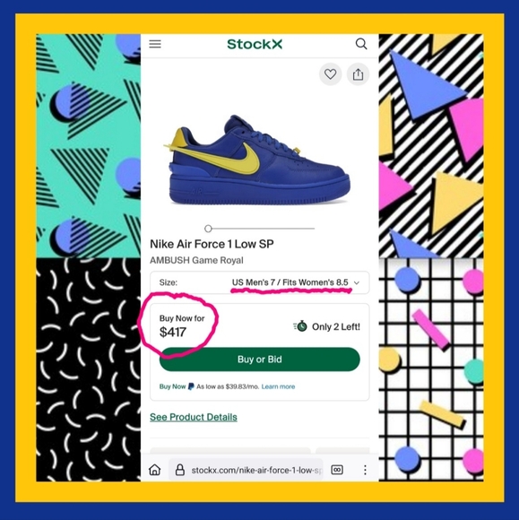 🆕️ NEW Nike Air Force 1 Low SP "AMBUSH Game Royal" - Picture 16 of 16